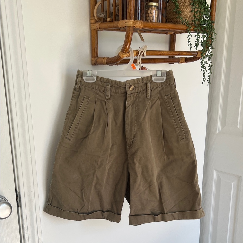 Vintage Cherokee High Waist Pleated Shorts in Olive